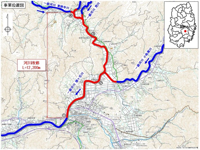 河川改修範囲図