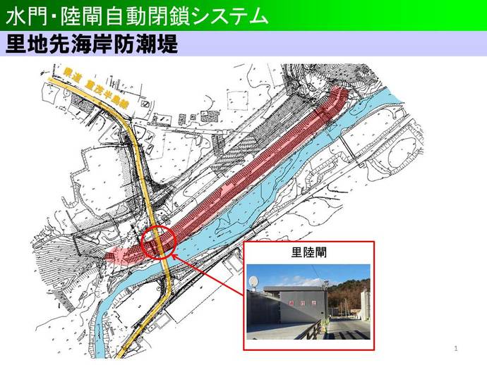 里地先海岸の自動閉鎖システム運用施設位置