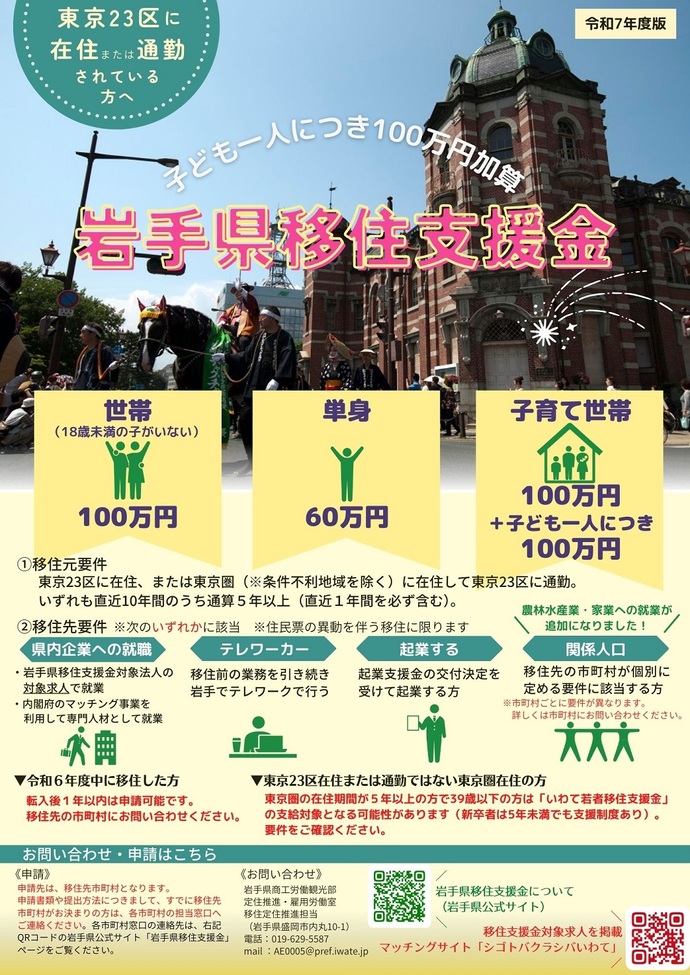 移住支援金募集チラシ（表）