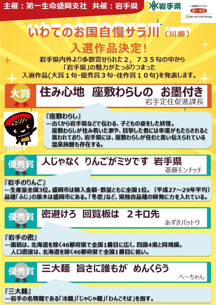 大賞1句と優秀賞3句