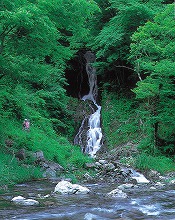 陸前高田市生出地区から見る白糸の滝の景観