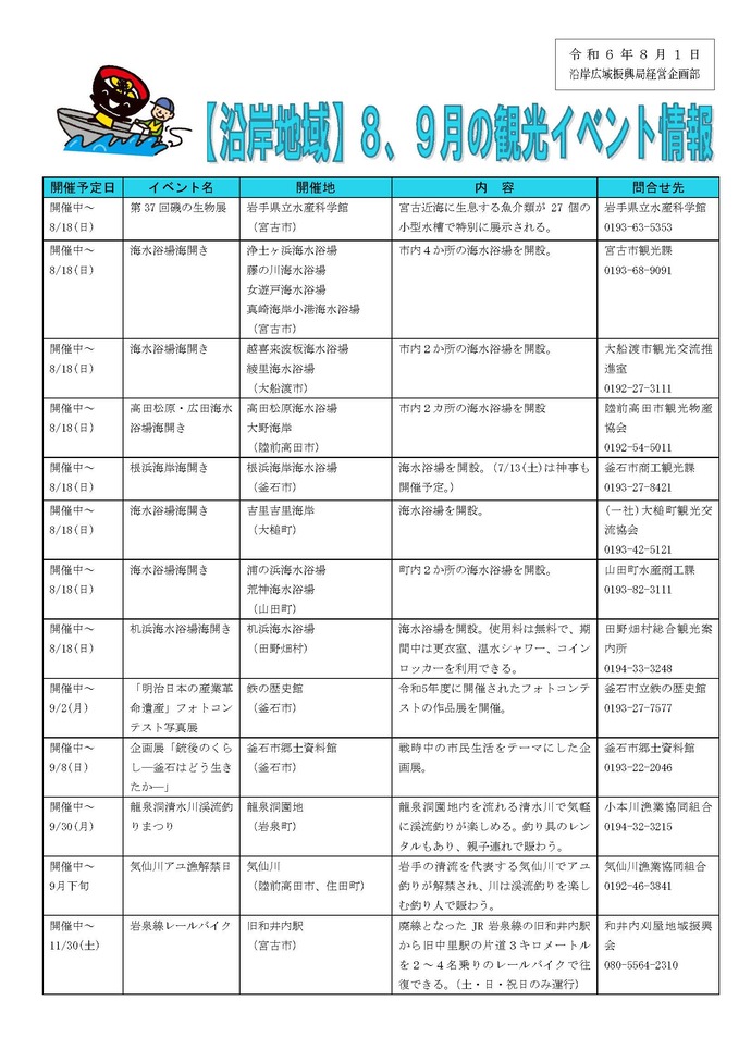 観光イベント情報ページ1