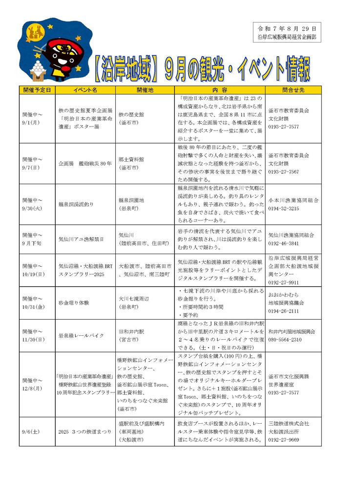 観光イベント情報ページ1
