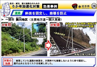 斜面からの落石を防止（大槌町 土坂峠）