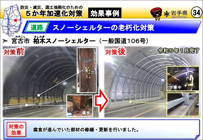 宮古市 柏木スノーシェルター（一般国道106号）