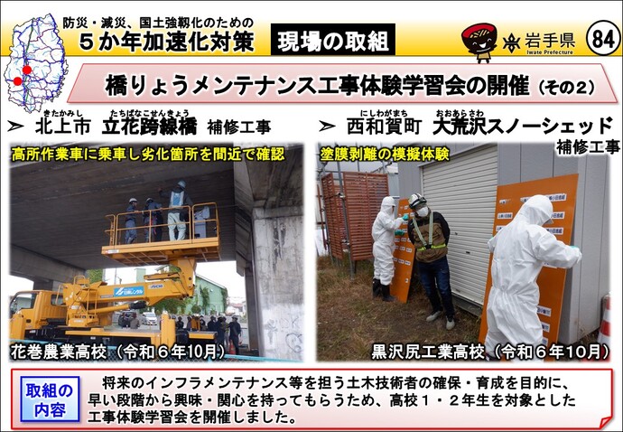 花巻市 立花跨線橋補修工事・西和賀町 大荒沢スノーシェッド補修工事