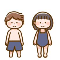 水着の男の子と女の子