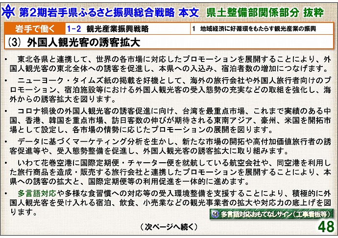 画面：(3) 外国人観光客の誘客拡大1