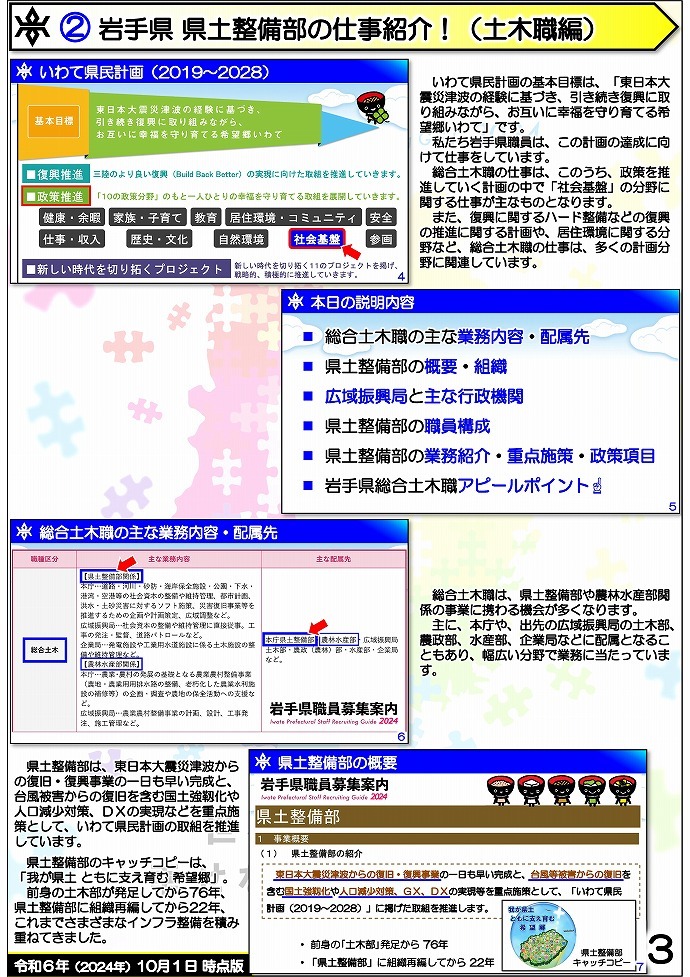 岩手県県土整備部 技術系職員募集ガイドブック【総合土木】3ページ