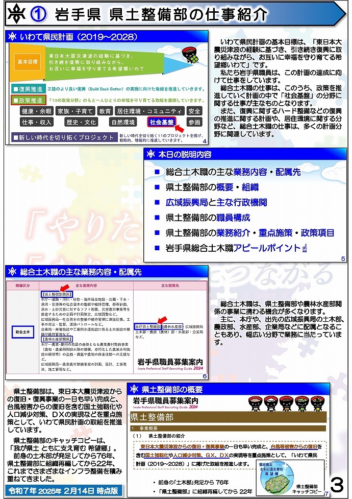 岩手県県土整備部 技術系職員募集ガイドブック【総合土木】3ページ