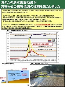 滝ダムの洪水調節効果が災害からの被害低減の役割を果たしました