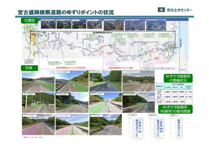 宮古盛岡横断道路のゆずりポイントの状況　