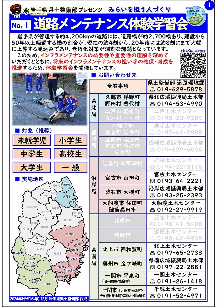 No.1　道路メンテナンス体験学習会