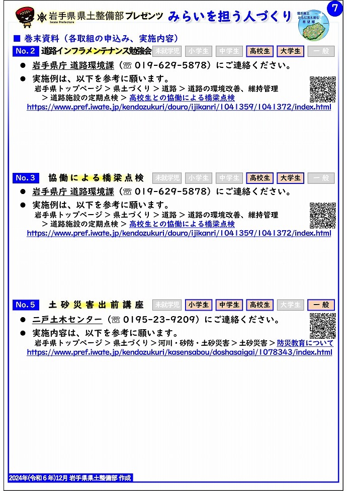 【二戸土木センター管内】岩手県県土整備部プレゼンツ　みらいを担う人づくり～出前講座・防災教育等のご紹介～