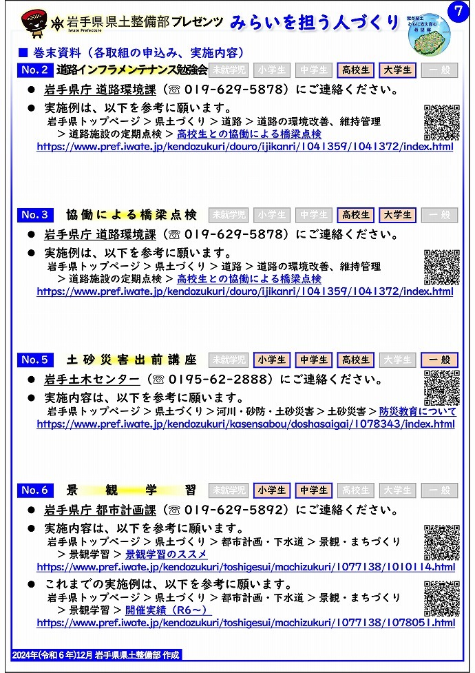 【岩手土木センター管内】岩手県県土整備部プレゼンツ　みらいを担う人づくり～出前講座・防災教育等のご紹介～