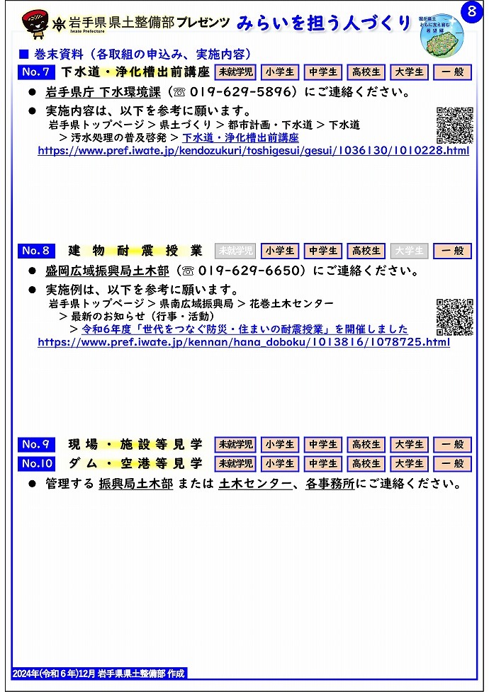 【岩手土木センター管内】岩手県県土整備部プレゼンツ　みらいを担う人づくり～出前講座・防災教育等のご紹介～