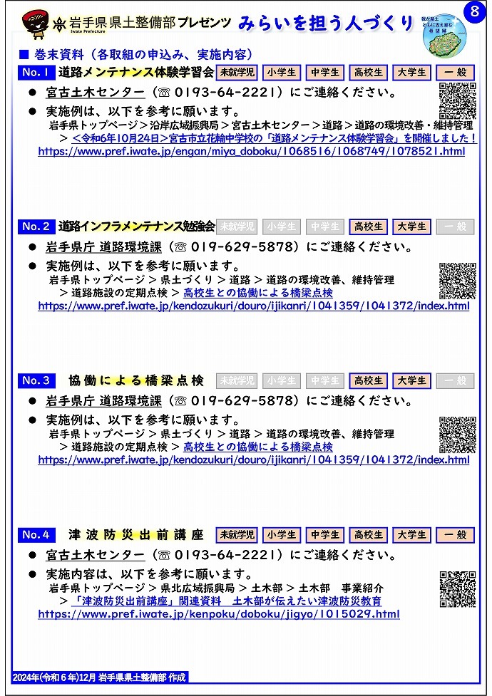 【宮古土木センター管内】岩手県県土整備部プレゼンツ　みらいを担う人づくり～出前講座・防災教育等のご紹介～