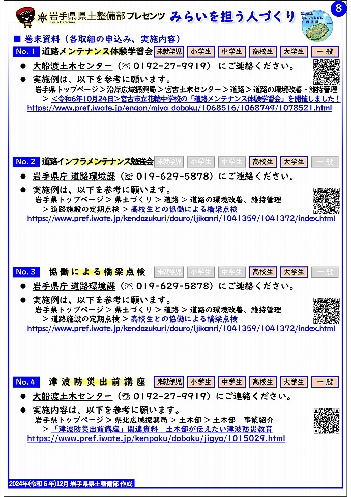 【大船渡土木センター管内】岩手県県土整備部プレゼンツ　みらいを担う人づくり～出前講座・防災教育等のご紹介～