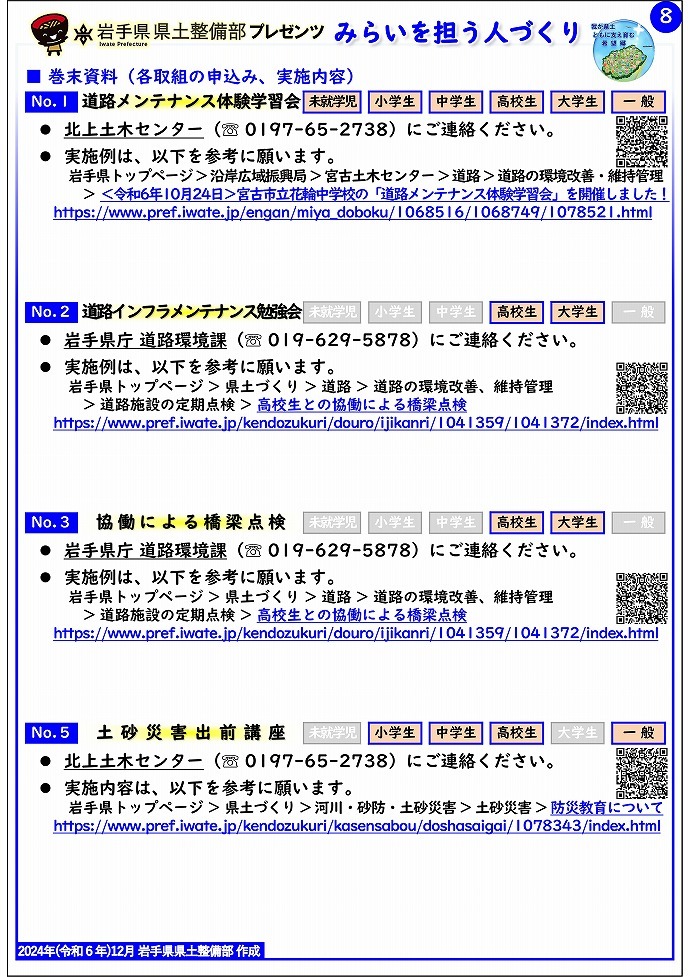 【北上土木センター管内】岩手県県土整備部プレゼンツ　みらいを担う人づくり～出前講座・防災教育等のご紹介～