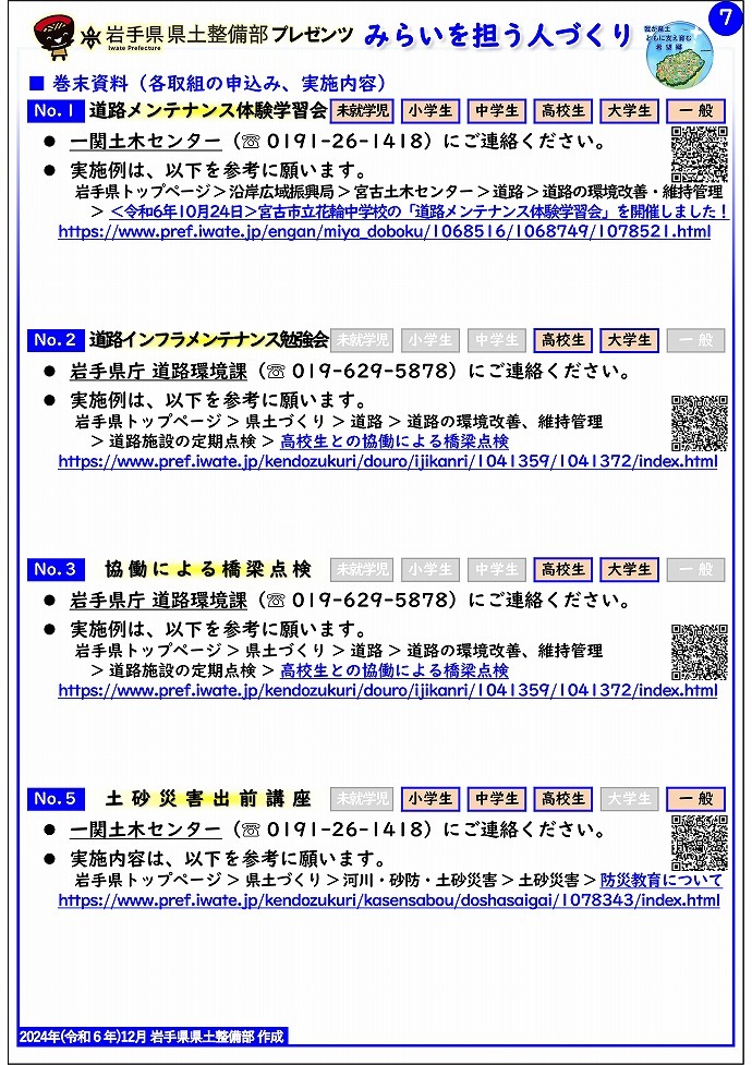 【一関土木センター管内】岩手県県土整備部プレゼンツ　みらいを担う人づくり～出前講座・防災教育等のご紹介～