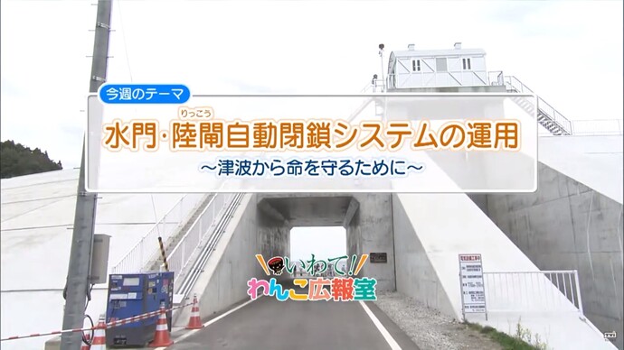 【令和7年2月5日掲載】いわて！わんこ広報室 県土整備部アーカイブ 2017年（平成29年）7月「水門・陸閘自動閉鎖システムの運用～津波から命を守るために～」