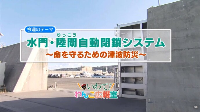 【令和7年2月26日掲載】いわて！わんこ広報室 県土整備部アーカイブ 2020年（令和2年）3月「水門・陸閘自動閉鎖システム～命を守るための津波防災～」