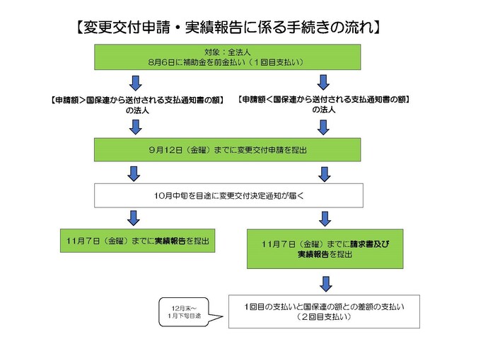 変更交付申請・実績報告に係る手続きの流れ