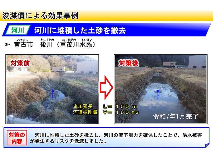 【令和7年5月13日掲載】県内全域で、河川等の浚渫等（堆積土砂の撤去や繁茂する樹木の伐採）が進められています！