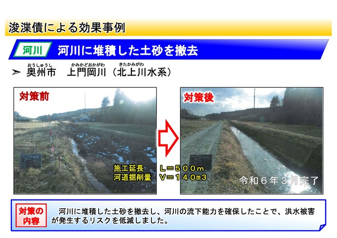 【令和7年6月13日掲載】県内全域で、河川等の浚渫等（堆積土砂の撤去や繁茂する樹木の伐採）が進められています！