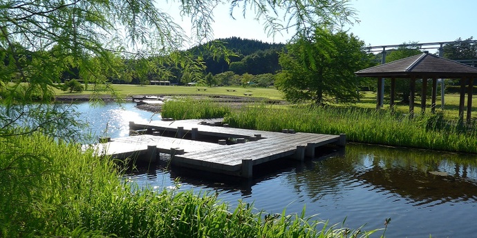 【令和7年9月22日掲載】岩手県立御所湖広域公園の乗り物広場には、ミニ御所湖があり、ゆっくり休んで自然を楽しむことができます！