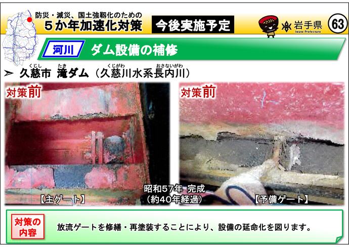 【令和7年8月15日掲載】岩手県内の5か年加速化対策の今後実施予定事例を紹介します！～久慈市 滝ダム（長内川）