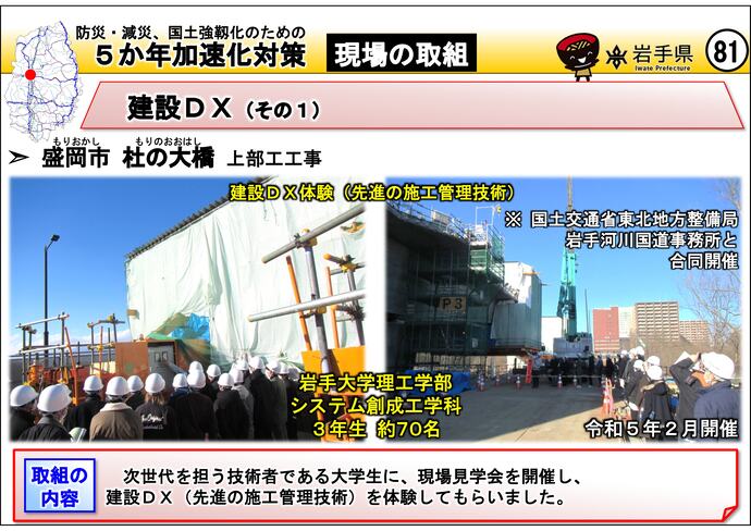 【令和7年9月24日掲載】岩手県内の5か年加速化対策の取組事例を紹介します！～DX体験 盛岡市 杜の大橋