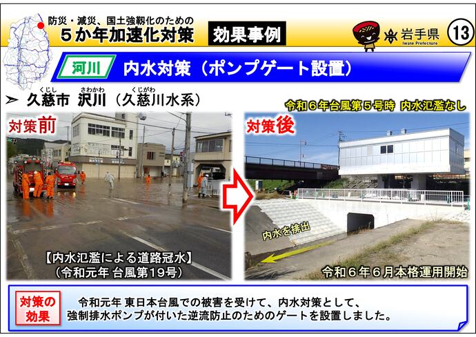 【令和7年10月10日掲載】岩手県内の5か年加速化対策の効果事例を紹介します！～久慈市 沢川