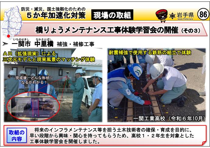 【令和7年10月9日掲載】岩手県内の5か年加速化対策の取組事例を紹介します！～一関市 中里橋