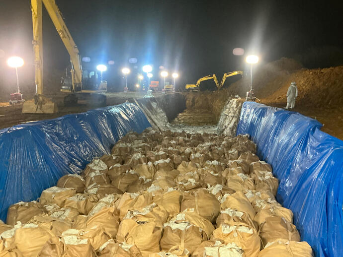 【令和8年2月26日掲載】金ケ崎町で発生した高病原性鳥インフルエンザの防疫措置を実施しています！