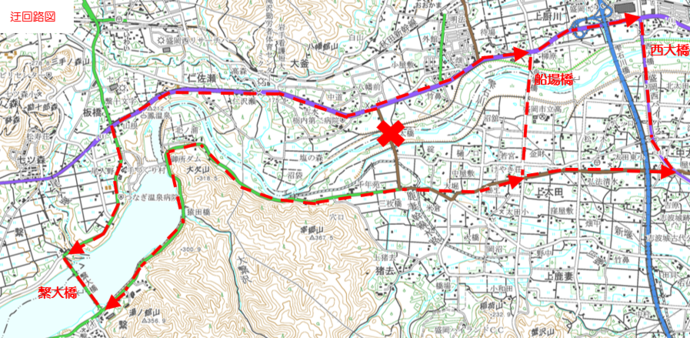 滝太橋迂回路図