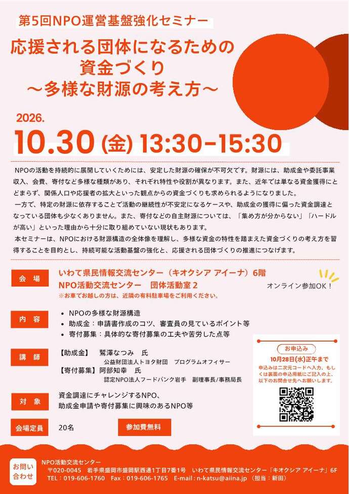 応援される団体になるための資金づくり~多様な財源の考え方~